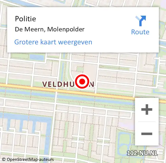 Locatie op kaart van de 112 melding: Politie De Meern, Molenpolder op 30 maart 2023 14:10