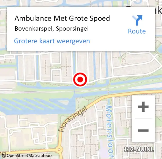 Locatie op kaart van de 112 melding: Ambulance Met Grote Spoed Naar Bovenkarspel, Spoorsingel op 30 maart 2023 14:31