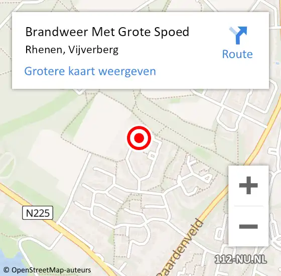 Locatie op kaart van de 112 melding: Brandweer Met Grote Spoed Naar Rhenen, Vijverberg op 30 maart 2023 15:08