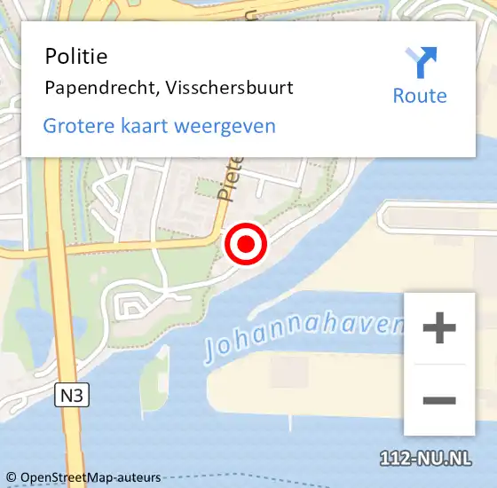 Locatie op kaart van de 112 melding: Politie Papendrecht, Visschersbuurt op 30 maart 2023 16:08