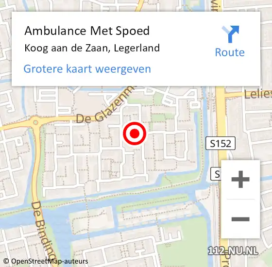 Locatie op kaart van de 112 melding: Ambulance Met Spoed Naar Koog aan de Zaan, Legerland op 30 maart 2023 16:12