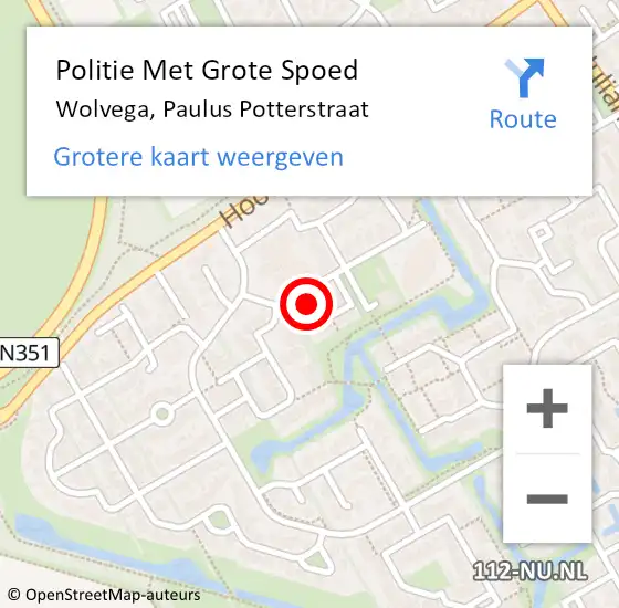 Locatie op kaart van de 112 melding: Politie Met Grote Spoed Naar Wolvega, Paulus Potterstraat op 30 maart 2023 16:16