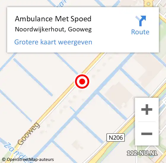 Locatie op kaart van de 112 melding: Ambulance Met Spoed Naar Noordwijkerhout, Gooweg op 30 maart 2023 16:17
