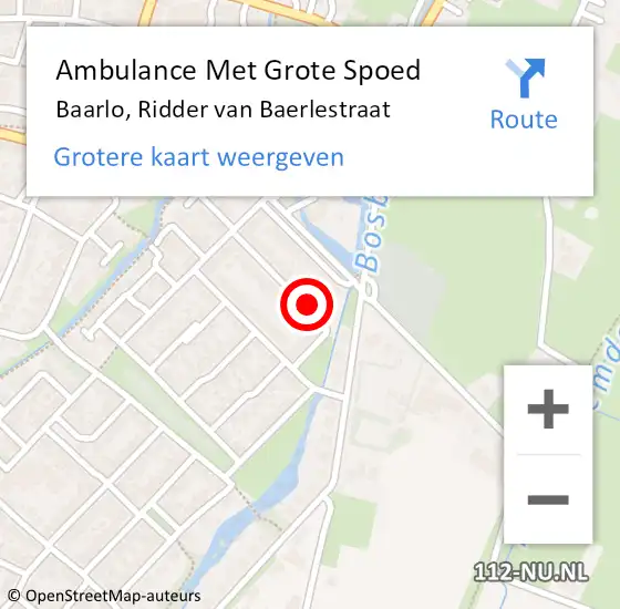 Locatie op kaart van de 112 melding: Ambulance Met Grote Spoed Naar Baarlo, Ridder van Baerlestraat op 12 oktober 2013 03:34