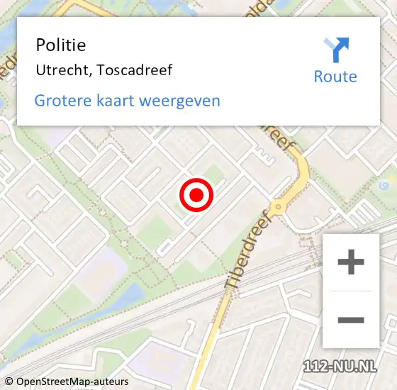 Locatie op kaart van de 112 melding: Politie Utrecht, Toscadreef op 30 maart 2023 16:40