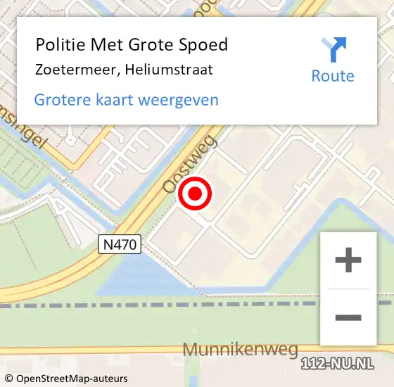 Locatie op kaart van de 112 melding: Politie Met Grote Spoed Naar Zoetermeer, Heliumstraat op 30 maart 2023 16:43