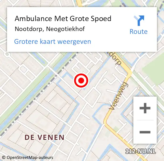 Locatie op kaart van de 112 melding: Ambulance Met Grote Spoed Naar Nootdorp, Neogotiekhof op 30 maart 2023 16:45