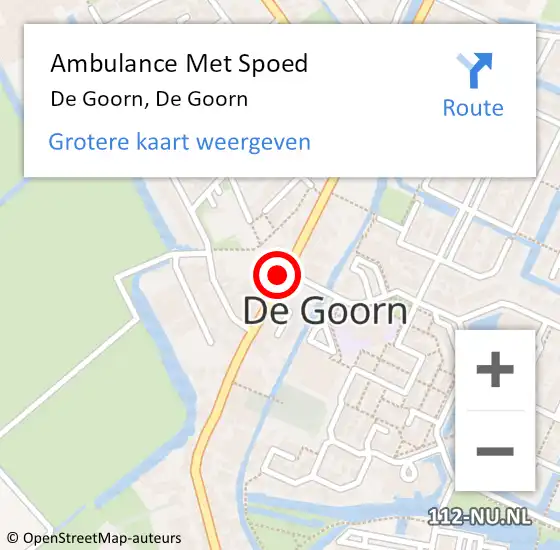 Locatie op kaart van de 112 melding: Ambulance Met Spoed Naar De Goorn, De Goorn op 30 maart 2023 16:46