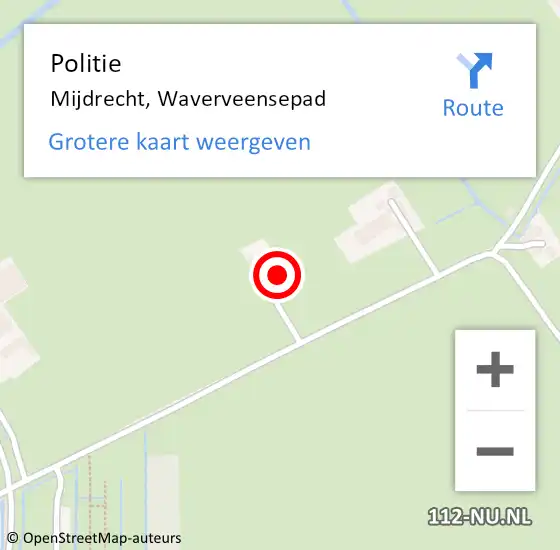 Locatie op kaart van de 112 melding: Politie Mijdrecht, Waverveensepad op 30 maart 2023 17:04