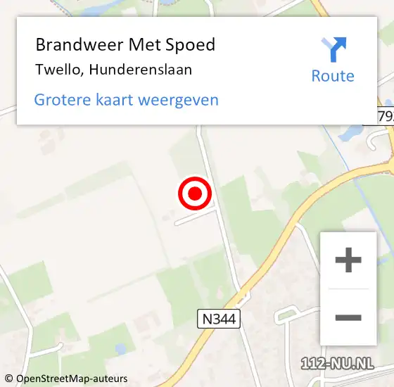 Locatie op kaart van de 112 melding: Brandweer Met Spoed Naar Twello, Hunderenslaan op 30 maart 2023 17:18