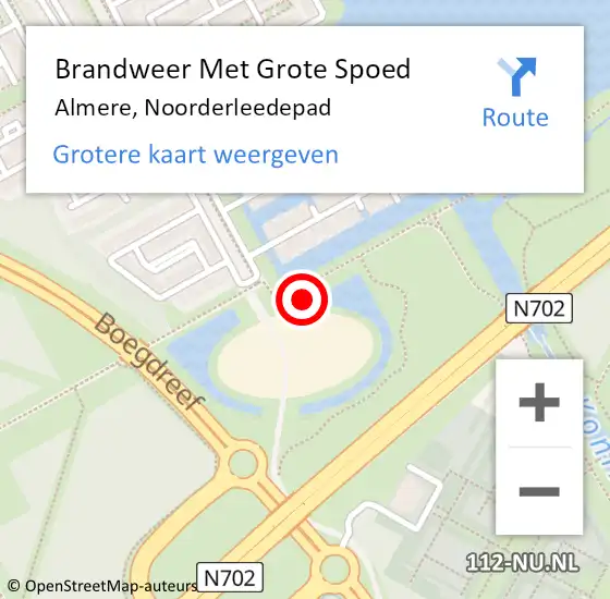 Locatie op kaart van de 112 melding: Brandweer Met Grote Spoed Naar Almere, Noorderleedepad op 30 maart 2023 17:23