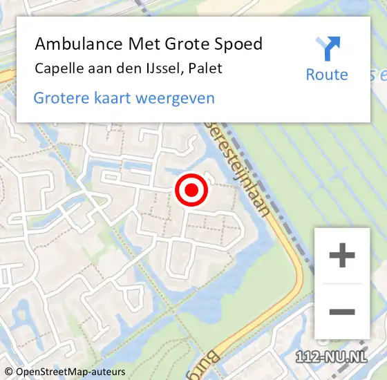 Locatie op kaart van de 112 melding: Ambulance Met Grote Spoed Naar Capelle aan den IJssel, Palet op 30 maart 2023 17:37