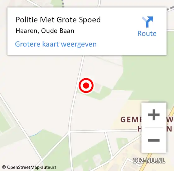 Locatie op kaart van de 112 melding: Politie Met Grote Spoed Naar Haaren, Oude Baan op 30 maart 2023 17:39