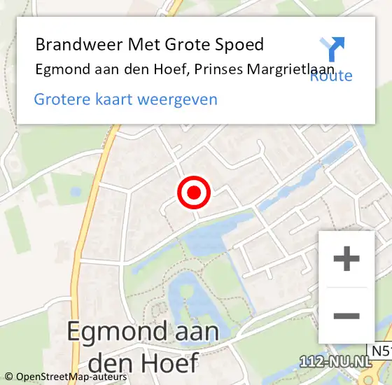 Locatie op kaart van de 112 melding: Brandweer Met Grote Spoed Naar Egmond aan den Hoef, Prinses Margrietlaan op 30 maart 2023 17:52