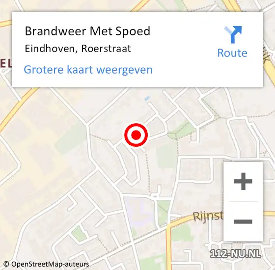 Locatie op kaart van de 112 melding: Brandweer Met Spoed Naar Eindhoven, Roerstraat op 30 maart 2023 17:57