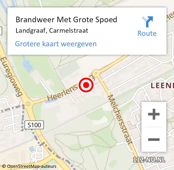 Locatie op kaart van de 112 melding: Brandweer Met Grote Spoed Naar Landgraaf, Carmelstraat op 30 maart 2023 18:26