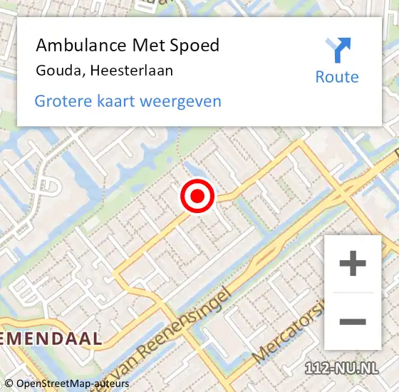 Locatie op kaart van de 112 melding: Ambulance Met Spoed Naar Gouda, Heesterlaan op 30 maart 2023 18:59