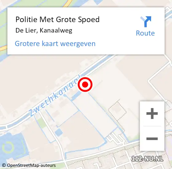 Locatie op kaart van de 112 melding: Politie Met Grote Spoed Naar De Lier, Kanaalweg op 30 maart 2023 19:17