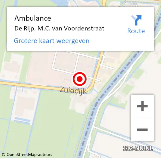 Locatie op kaart van de 112 melding: Ambulance De Rijp, M.C. van Voordenstraat op 30 maart 2023 19:23