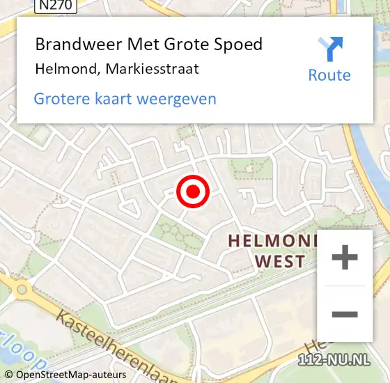 Locatie op kaart van de 112 melding: Brandweer Met Grote Spoed Naar Helmond, Markiesstraat op 30 maart 2023 19:32