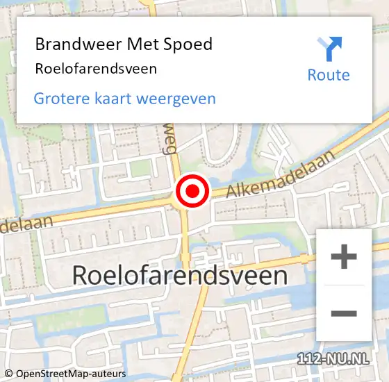 Locatie op kaart van de 112 melding: Brandweer Met Spoed Naar Roelofarendsveen op 30 maart 2023 20:17