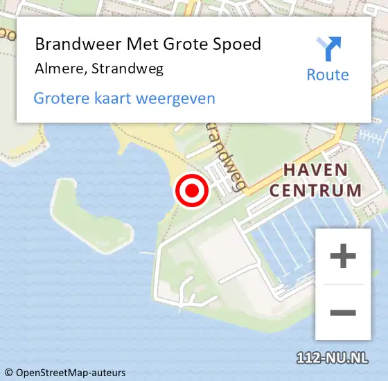 Locatie op kaart van de 112 melding: Brandweer Met Grote Spoed Naar Almere, Strandweg op 30 maart 2023 20:22
