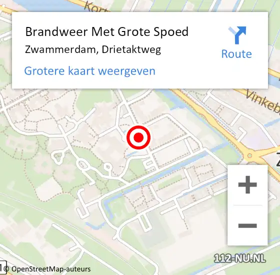 Locatie op kaart van de 112 melding: Brandweer Met Grote Spoed Naar Zwammerdam, Drietaktweg op 30 maart 2023 20:29