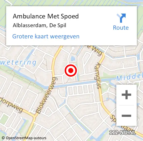 Locatie op kaart van de 112 melding: Ambulance Met Spoed Naar Alblasserdam, De Spil op 30 maart 2023 20:37