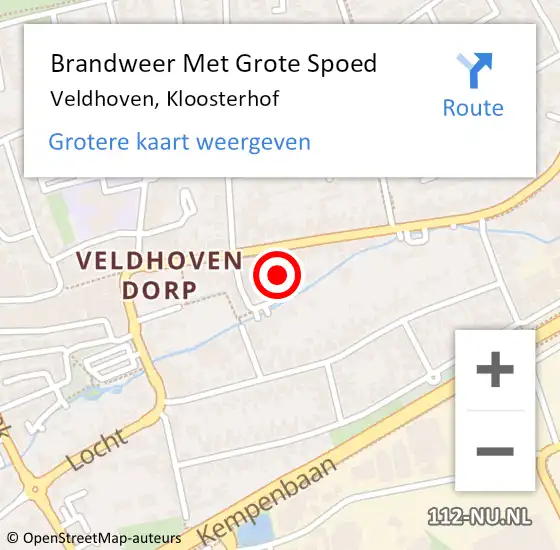 Locatie op kaart van de 112 melding: Brandweer Met Grote Spoed Naar Veldhoven, Kloosterhof op 30 maart 2023 21:02