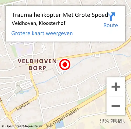 Locatie op kaart van de 112 melding: Trauma helikopter Met Grote Spoed Naar Veldhoven, Kloosterhof op 30 maart 2023 21:03