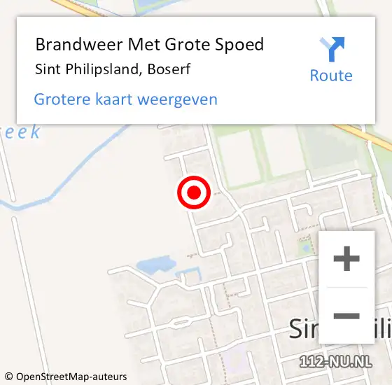 Locatie op kaart van de 112 melding: Brandweer Met Grote Spoed Naar Sint Philipsland, Boserf op 30 maart 2023 21:07