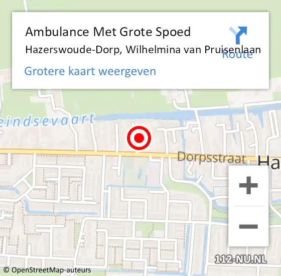 Locatie op kaart van de 112 melding: Ambulance Met Grote Spoed Naar Hazerswoude-Dorp, Wilhelmina van Pruisenlaan op 30 maart 2023 21:11