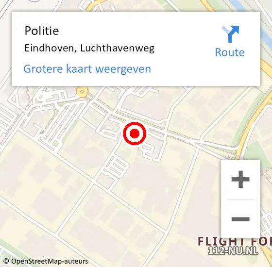 Locatie op kaart van de 112 melding: Politie Eindhoven, Luchthavenweg op 30 maart 2023 21:38