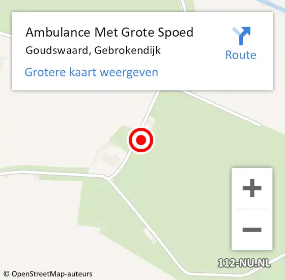 Locatie op kaart van de 112 melding: Ambulance Met Grote Spoed Naar Goudswaard, Gebrokendijk op 30 maart 2023 21:44