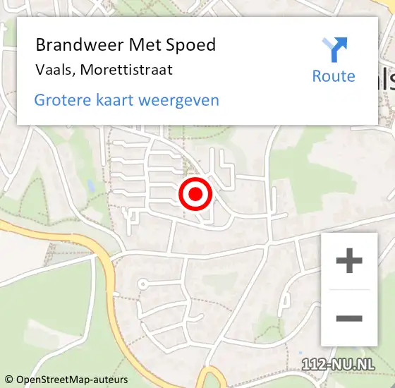 Locatie op kaart van de 112 melding: Brandweer Met Spoed Naar Vaals, Morettistraat op 30 maart 2023 22:23
