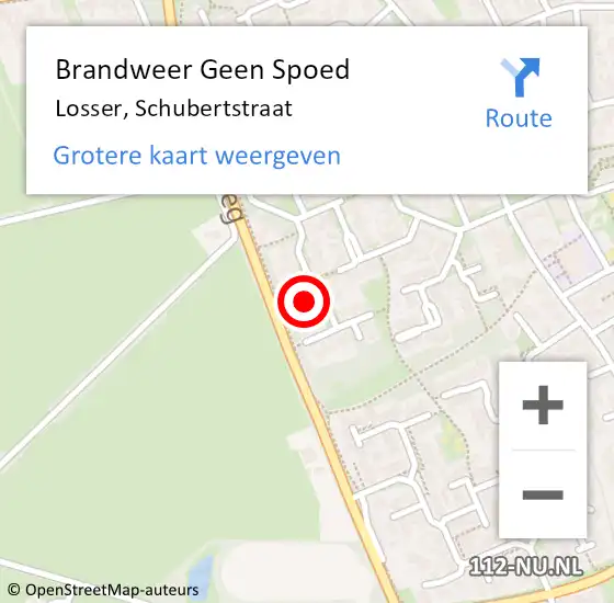 Locatie op kaart van de 112 melding: Brandweer Geen Spoed Naar Losser, Schubertstraat op 30 maart 2023 22:25