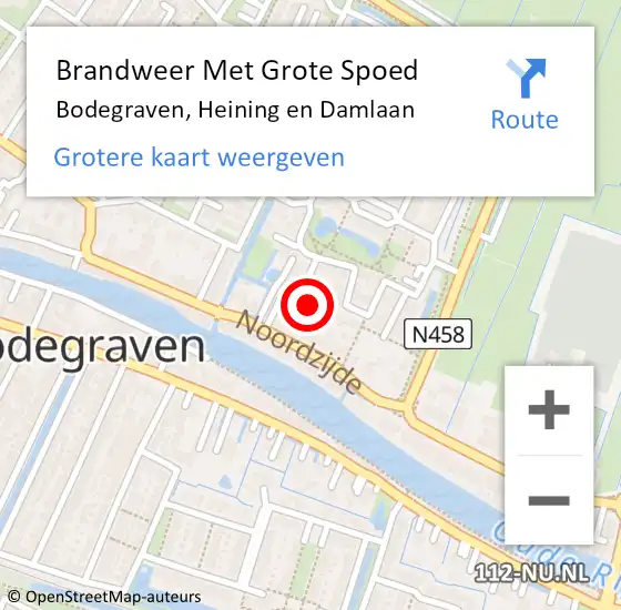 Locatie op kaart van de 112 melding: Brandweer Met Grote Spoed Naar Bodegraven, Heining en Damlaan op 30 maart 2023 22:25