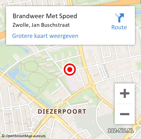 Locatie op kaart van de 112 melding: Brandweer Met Spoed Naar Zwolle, Jan Buschstraat op 30 maart 2023 22:52