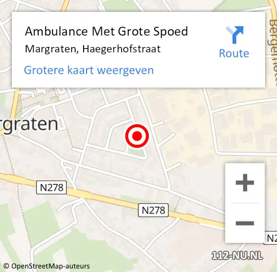 Locatie op kaart van de 112 melding: Ambulance Met Grote Spoed Naar Margraten, Haegerhofstraat op 20 augustus 2014 17:36