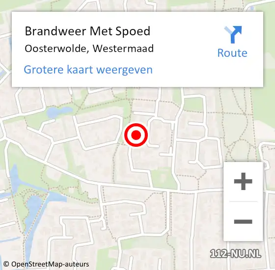 Locatie op kaart van de 112 melding: Brandweer Met Spoed Naar Oosterwolde, Westermaad op 30 maart 2023 22:59