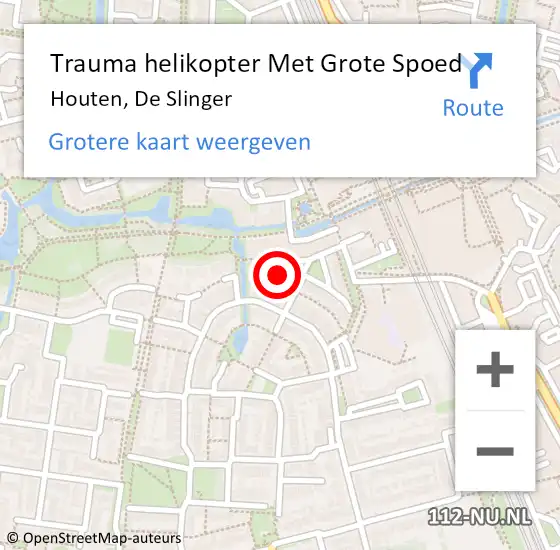 Locatie op kaart van de 112 melding: Trauma helikopter Met Grote Spoed Naar Houten, De Slinger op 30 maart 2023 23:12