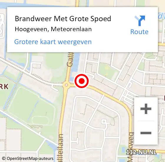 Locatie op kaart van de 112 melding: Brandweer Met Grote Spoed Naar Hoogeveen, Meteorenlaan op 30 maart 2023 23:15