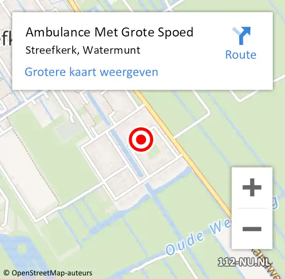 Locatie op kaart van de 112 melding: Ambulance Met Grote Spoed Naar Streefkerk, Watermunt op 30 maart 2023 23:52