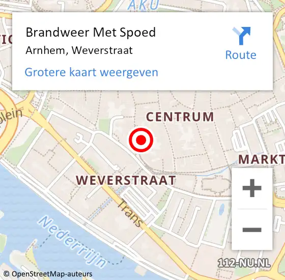 Locatie op kaart van de 112 melding: Brandweer Met Spoed Naar Arnhem, Weverstraat op 30 maart 2023 23:54