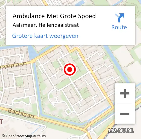 Locatie op kaart van de 112 melding: Ambulance Met Grote Spoed Naar Aalsmeer, Hellendaalstraat op 30 maart 2023 23:54