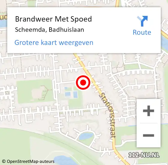 Locatie op kaart van de 112 melding: Brandweer Met Spoed Naar Scheemda, Badhuislaan op 31 maart 2023 00:18