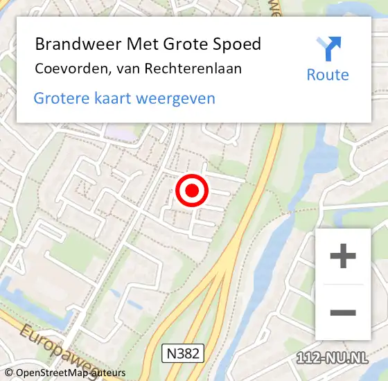 Locatie op kaart van de 112 melding: Brandweer Met Grote Spoed Naar Coevorden, van Rechterenlaan op 31 maart 2023 00:28