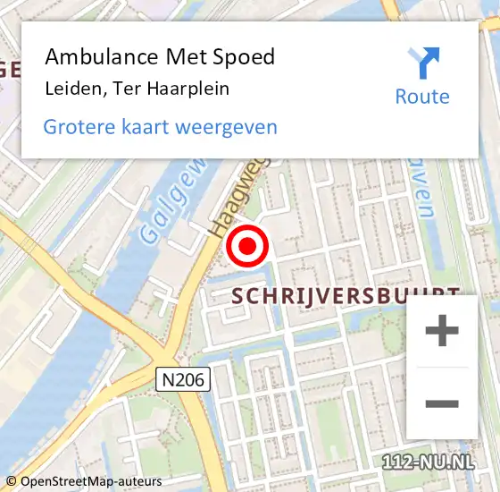 Locatie op kaart van de 112 melding: Ambulance Met Spoed Naar Leiden, Ter Haarplein op 31 maart 2023 00:29
