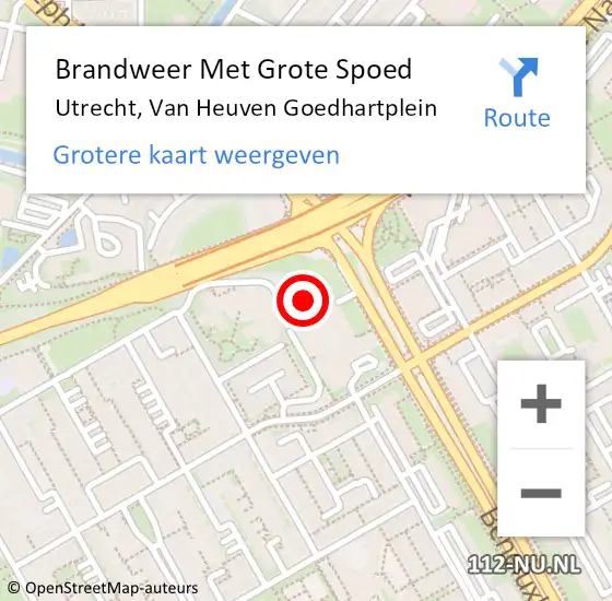 Locatie op kaart van de 112 melding: Brandweer Met Grote Spoed Naar Utrecht, Van Heuven Goedhartplein op 31 maart 2023 00:29