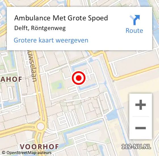 Locatie op kaart van de 112 melding: Ambulance Met Grote Spoed Naar Delft, Röntgenweg op 31 maart 2023 01:13